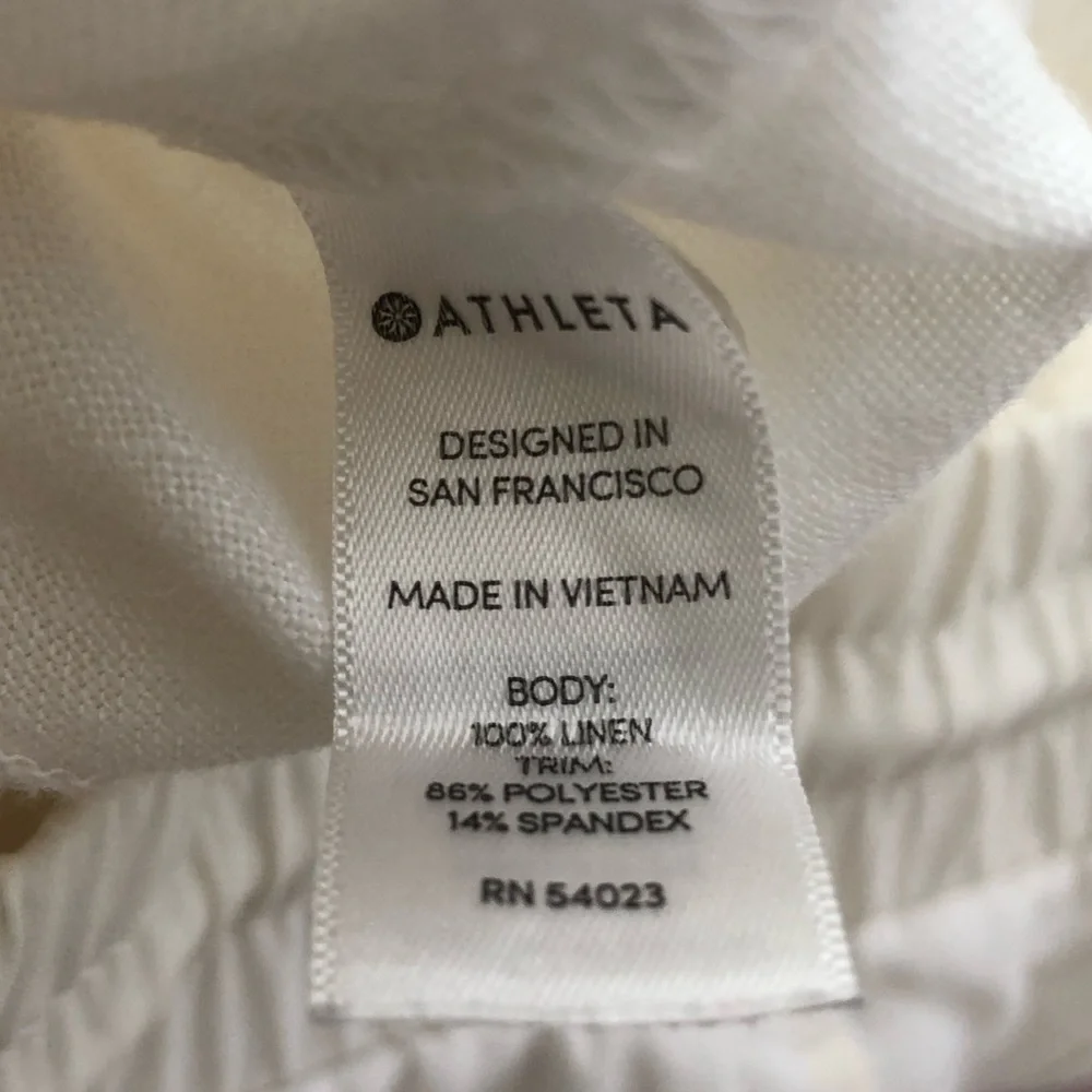 Athleta Bali Cropped Wide Leg White Linen Pants Size 6 - Picture 6 of 8